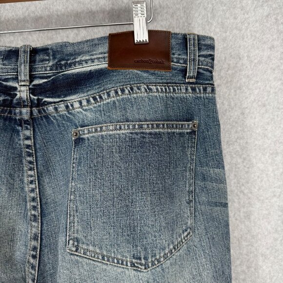Carbon 2 Cobalt Mens Straight Leg Jeans Size 36 Light Wash Distressed Button Fly - Picture 7 of 15